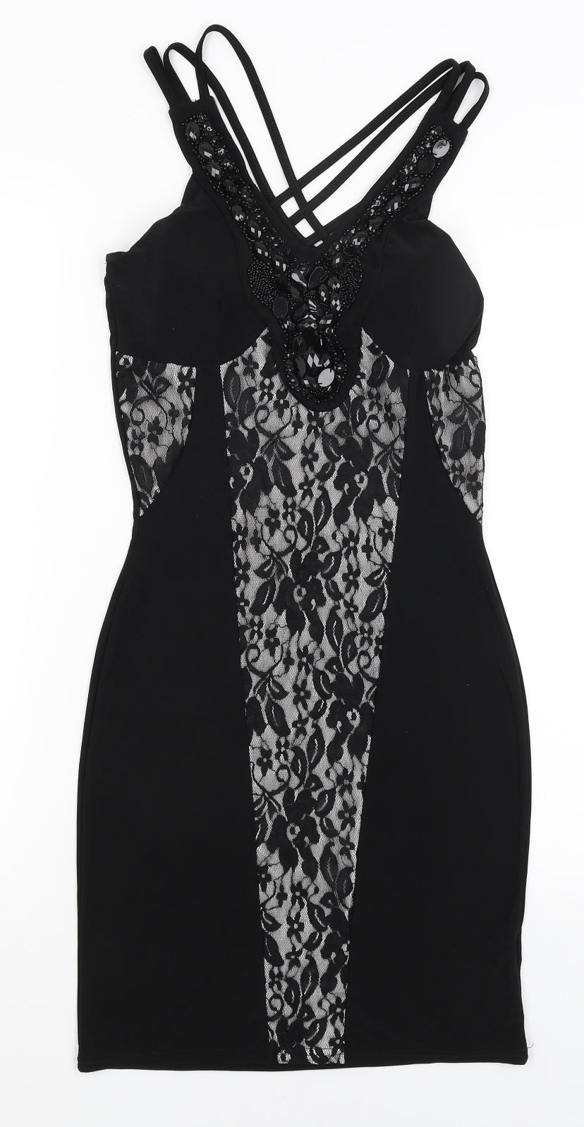 Progress Womens Black Floral  Bodycon  Size 6