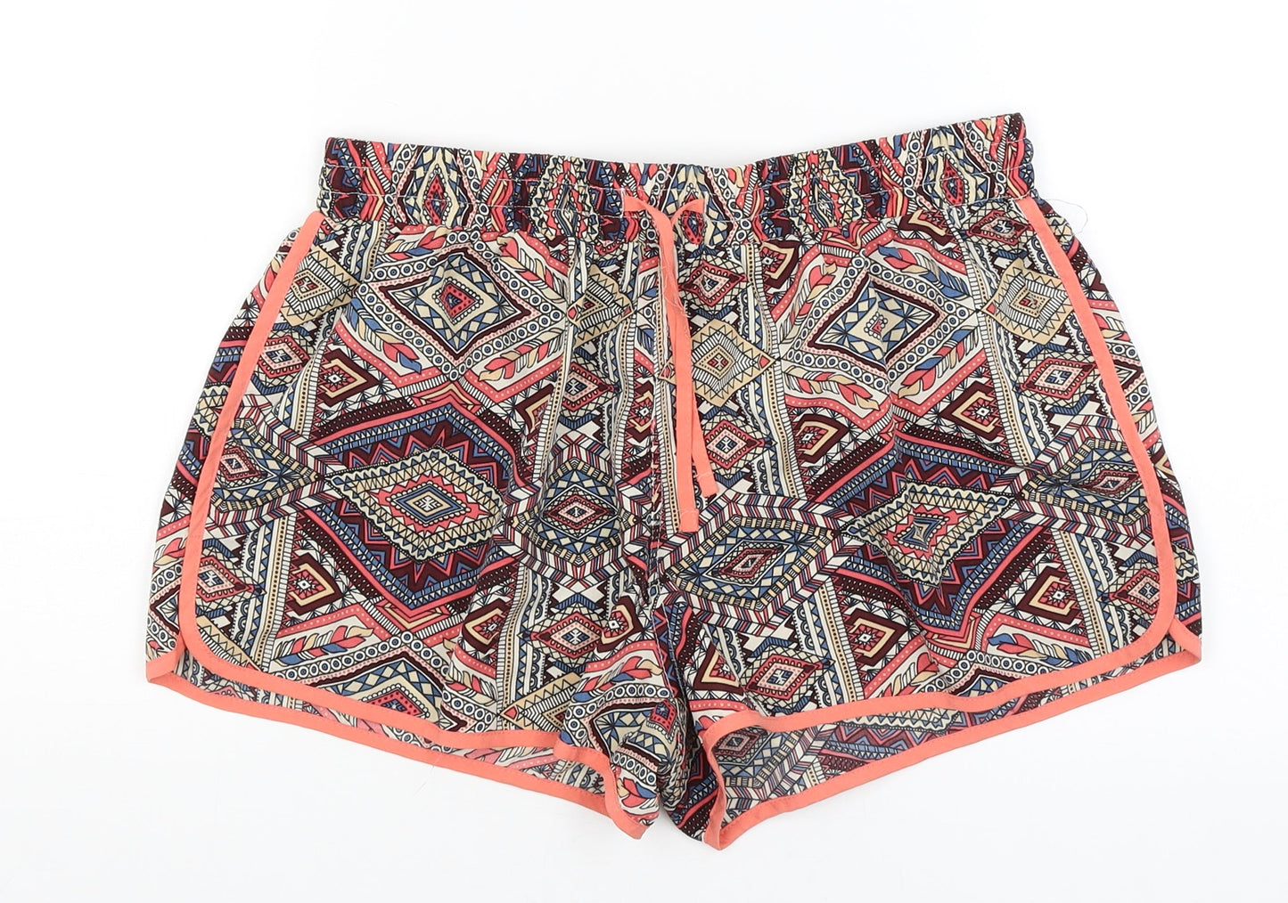 Denim Co Womens Red Geometric  Hot Pants Shorts Size 10