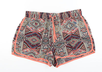 Denim Co Womens Red Geometric  Hot Pants Shorts Size 10