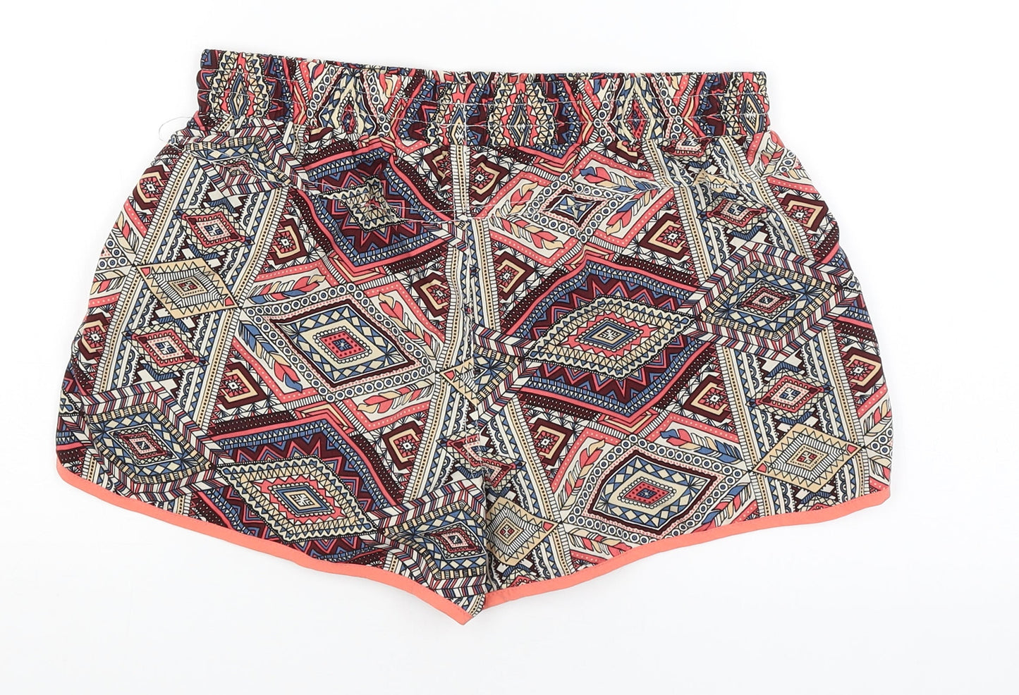 Denim Co Womens Red Geometric  Hot Pants Shorts Size 10