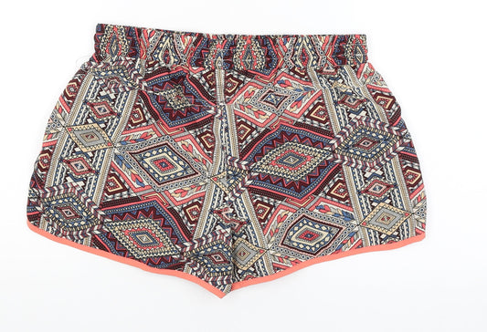 Denim Co Womens Red Geometric  Hot Pants Shorts Size 10