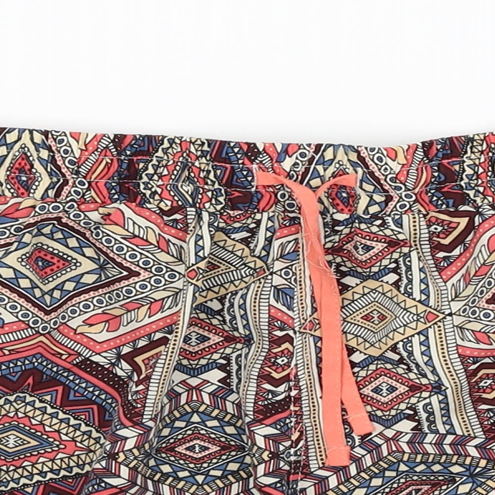 Denim Co Womens Red Geometric  Hot Pants Shorts Size 10