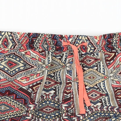 Denim Co Womens Red Geometric  Hot Pants Shorts Size 10