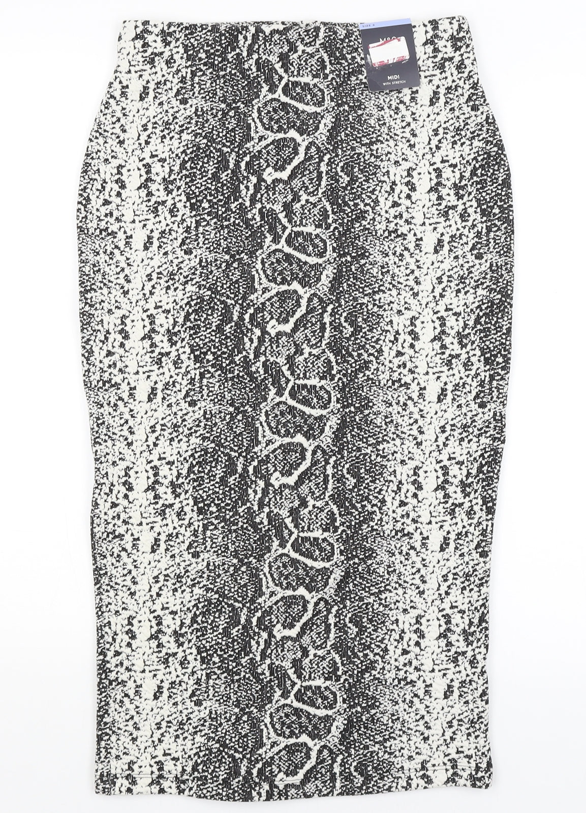 M&S Womens White Animal Print  Straight & Pencil Skirt Size 8
