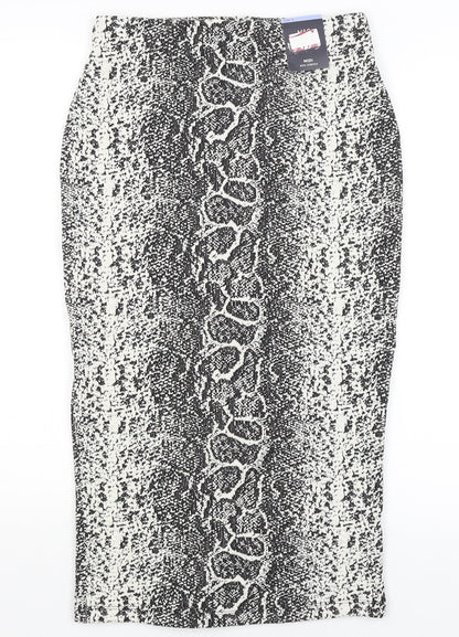 M&S Womens White Animal Print  Straight & Pencil Skirt Size 8