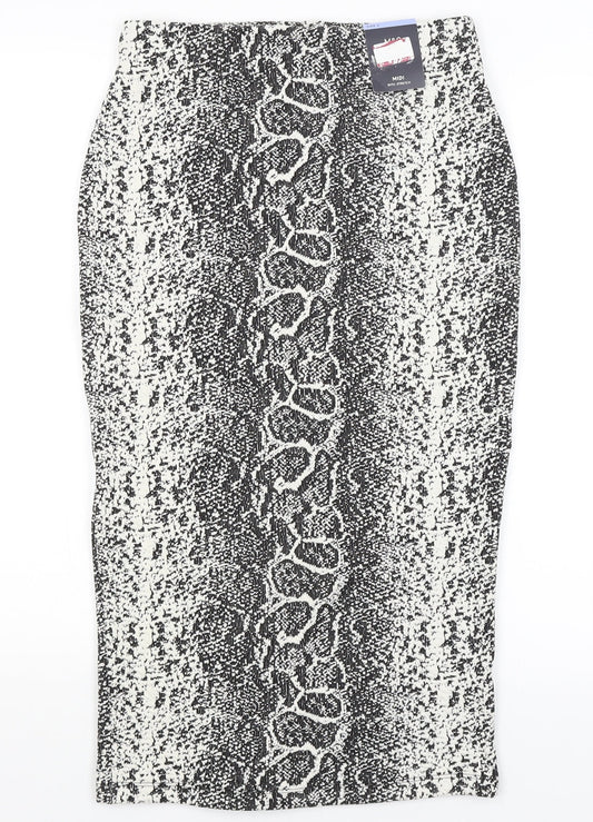 M&S Womens White Animal Print  Straight & Pencil Skirt Size 8