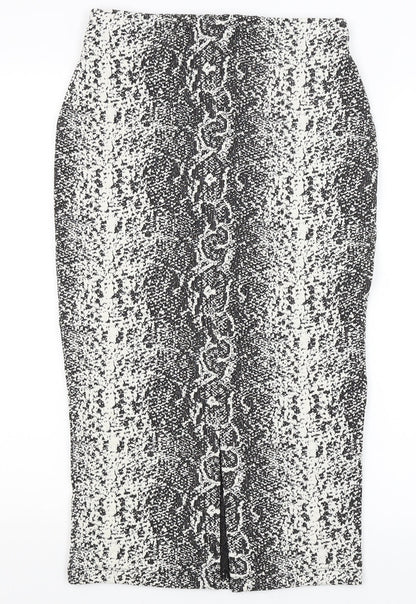 M&S Womens White Animal Print  Straight & Pencil Skirt Size 8