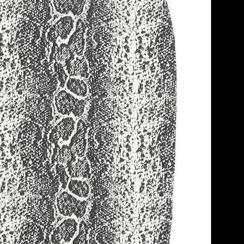 M&S Womens White Animal Print  Straight & Pencil Skirt Size 8