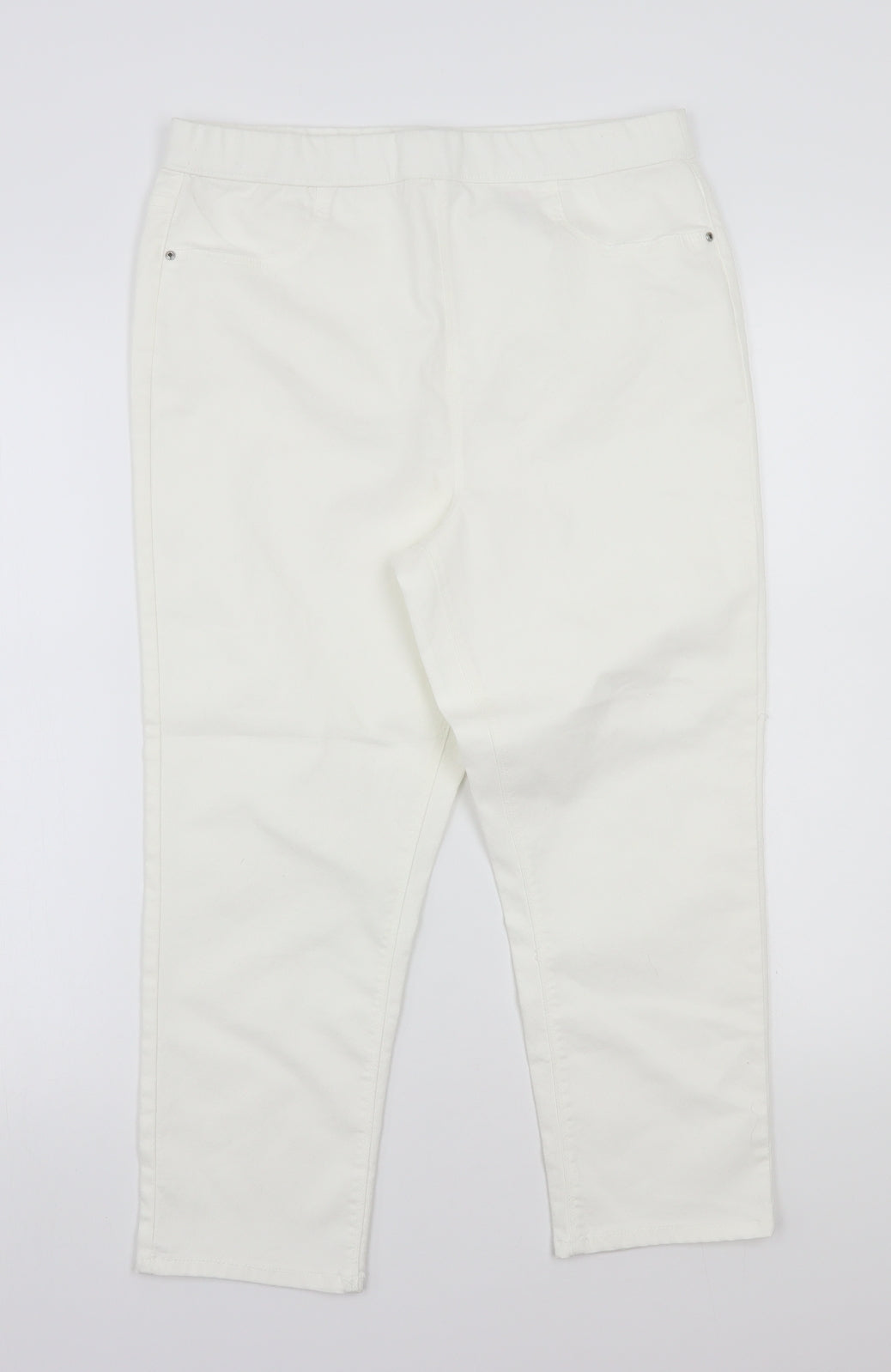 Additional front view of Papaya women’s white cropped jeans, size UK 12