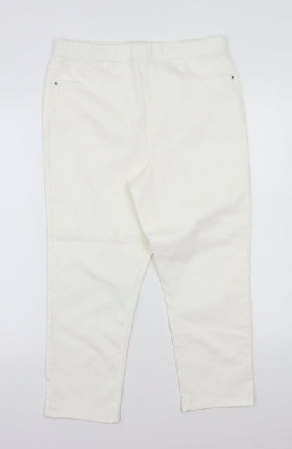 Additional front view of Papaya women’s white cropped jeans, size UK 12