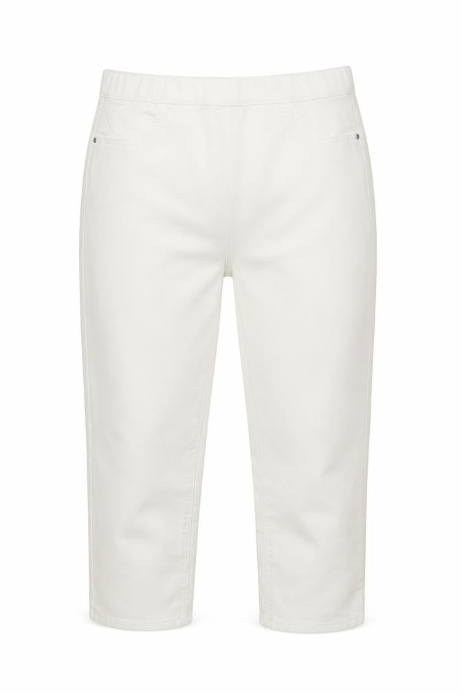 Front view of Papaya women’s white cropped jeans, size UK 12