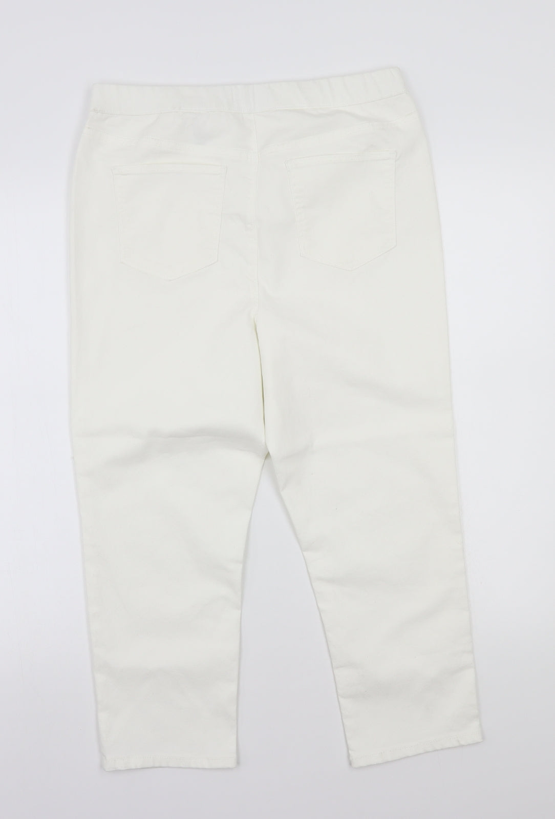 Back view of Papaya women’s white cropped jeans, size UK 12