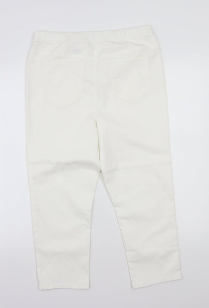 Back view of Papaya women’s white cropped jeans, size UK 12