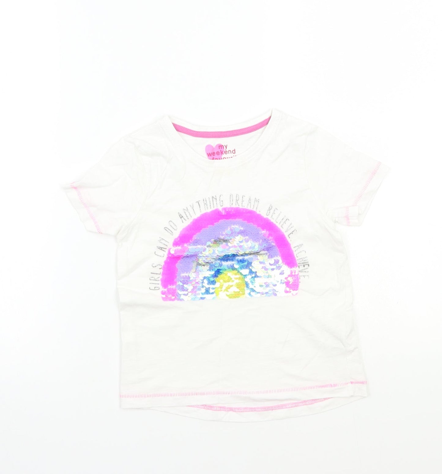 Matalan Girls White   Basic T-Shirt Size 3 Years