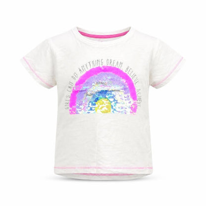 Front view of Matalan girls’ white basic t-shirt, size 3, years