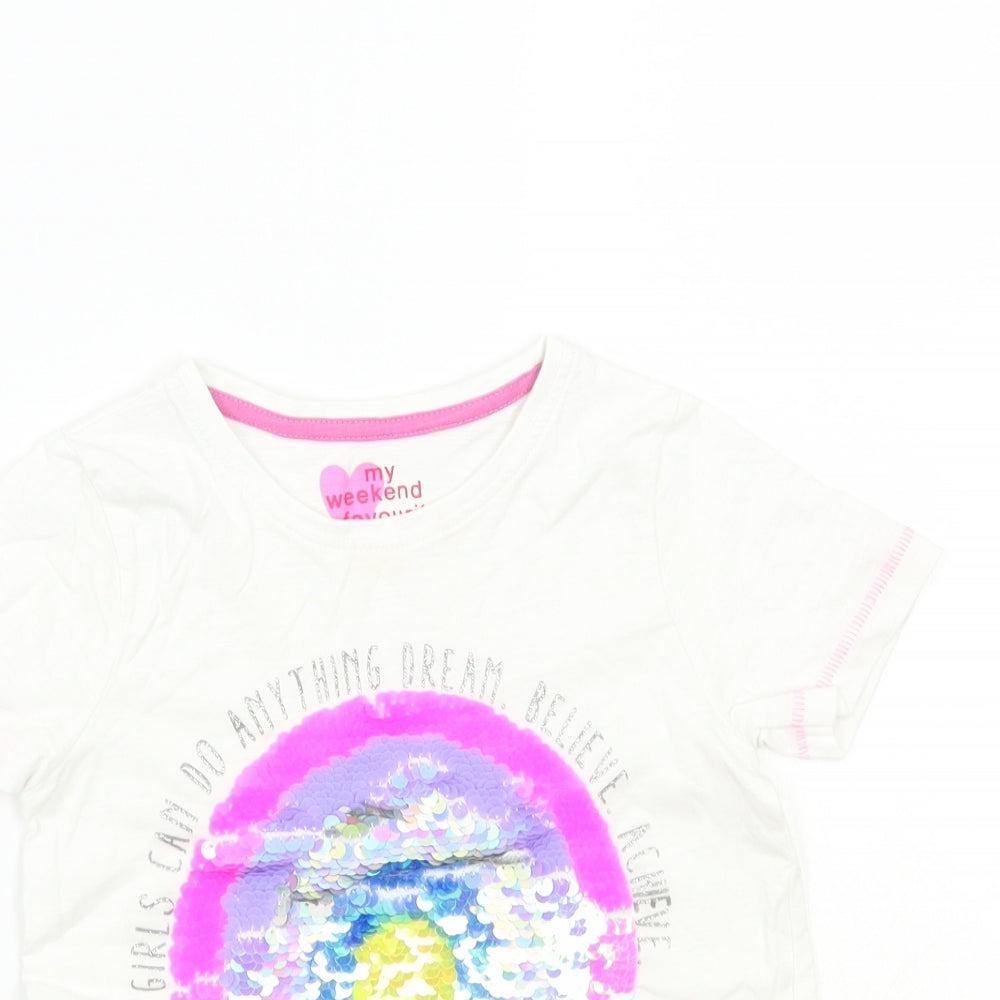 Matalan Girls White   Basic T-Shirt Size 3 Years
