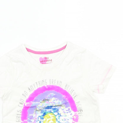 Matalan Girls White   Basic T-Shirt Size 3 Years