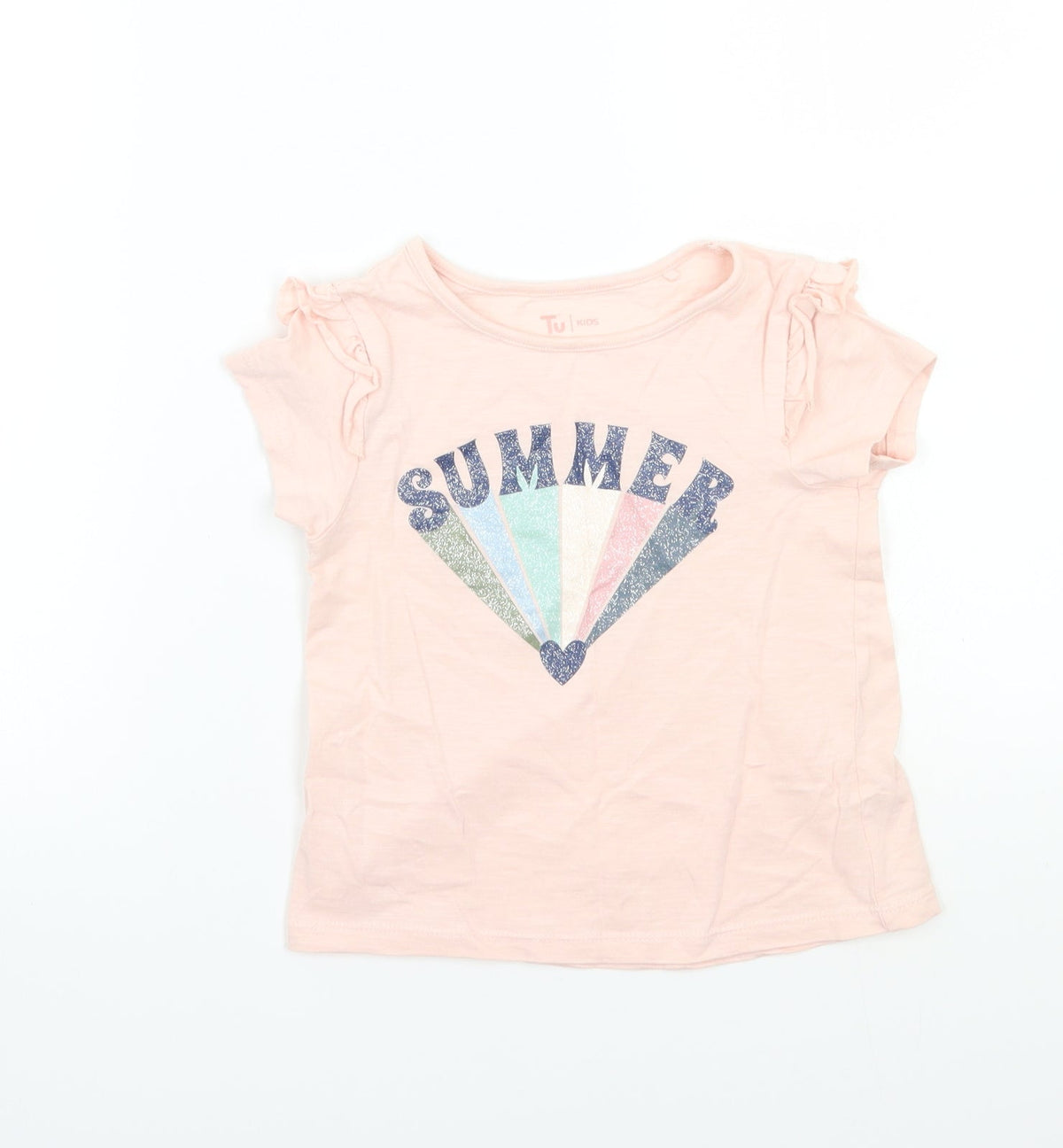 Additional front view of Tu girls’ pink basic t-shirt, size 5, years
