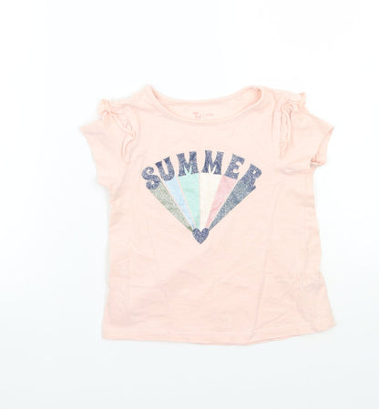 Additional front view of Tu girls’ pink basic t-shirt, size 5, years