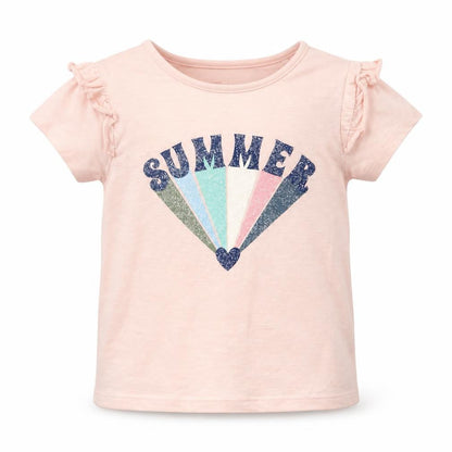 Front view of Tu girls’ pink basic t-shirt, size 5, years