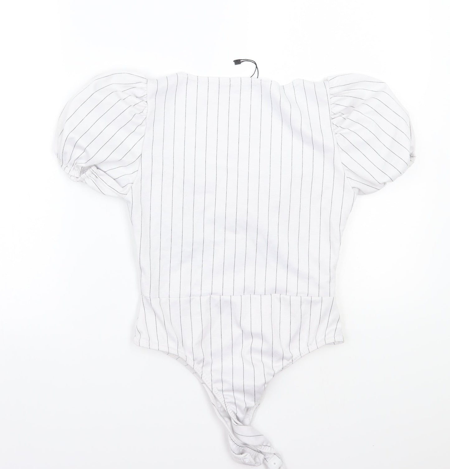 Boohoo Womens White Striped  Bodysuit One-Piece Size 6