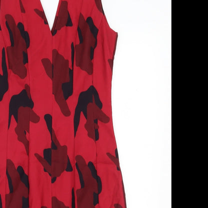 H&M Womens Red Batik Rayon A-Line  Size 10