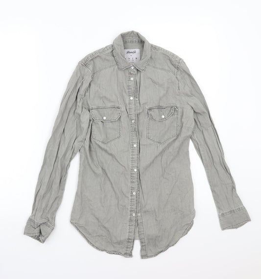 Denim & Co. Womens Grey   Basic Button-Up Size 6