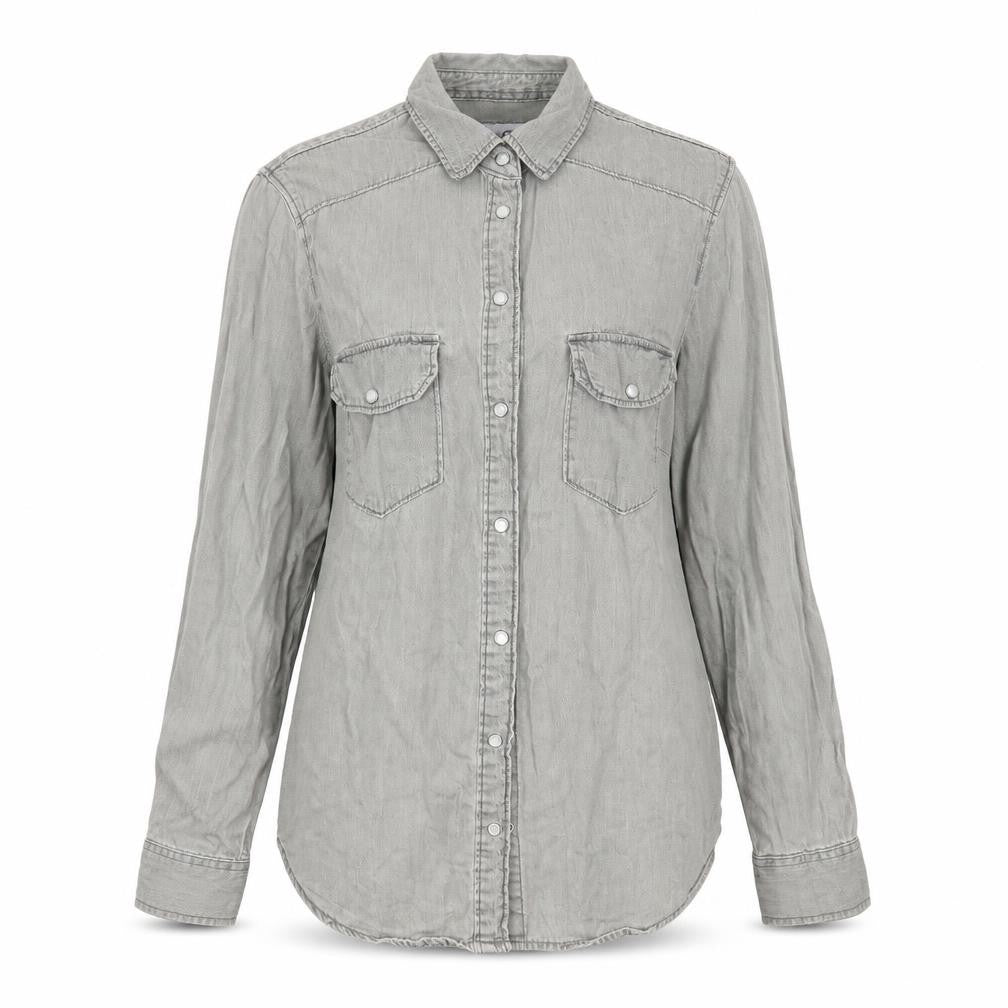 Womens UK Size 6 Denim & Co. Grey Basic Button-Up