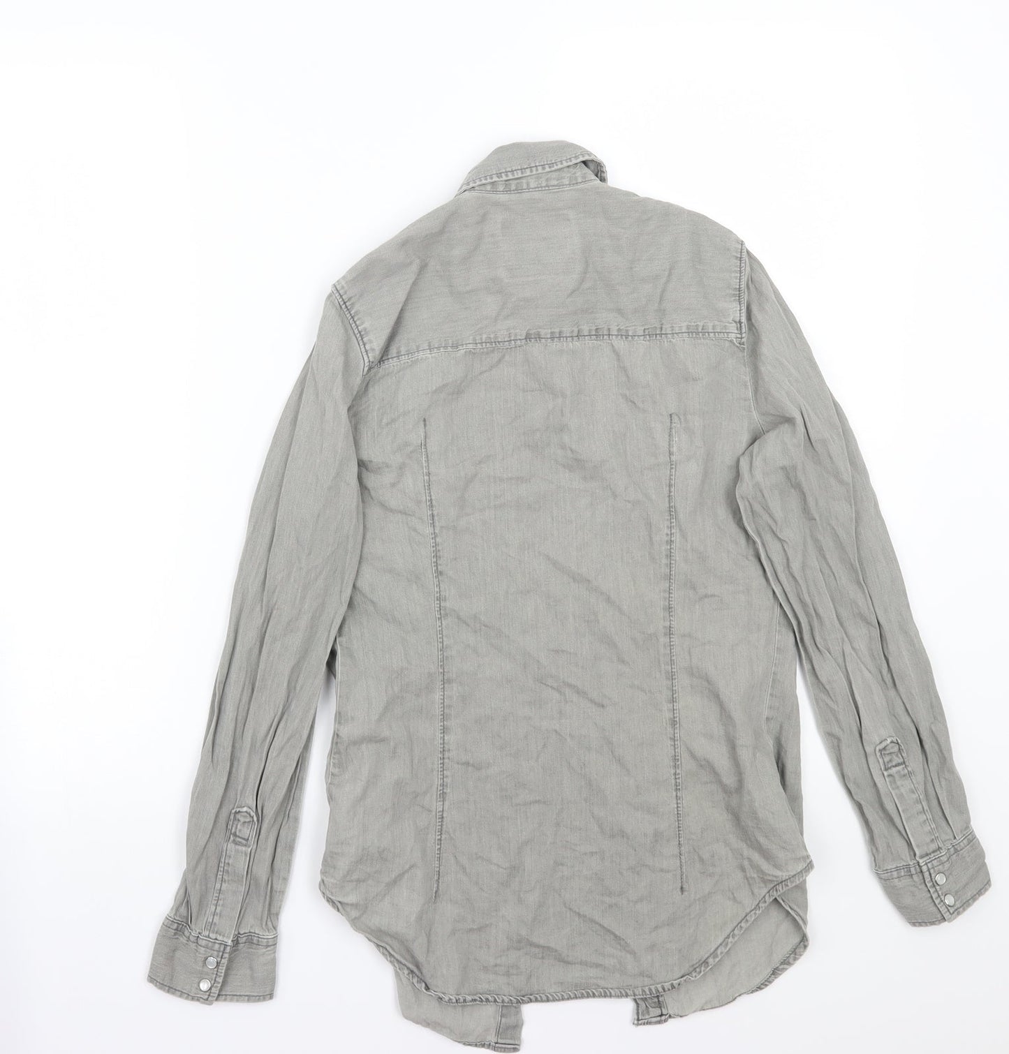 Denim & Co. Womens Grey   Basic Button-Up Size 6