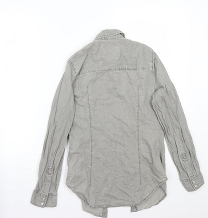 Denim & Co. Womens Grey   Basic Button-Up Size 6