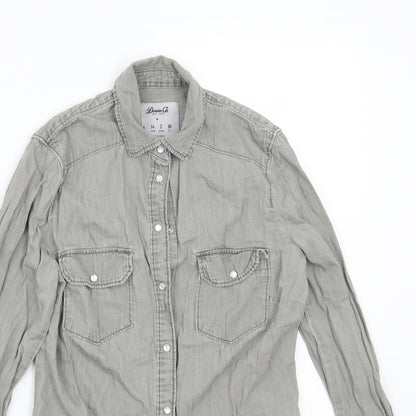 Denim & Co. Womens Grey   Basic Button-Up Size 6