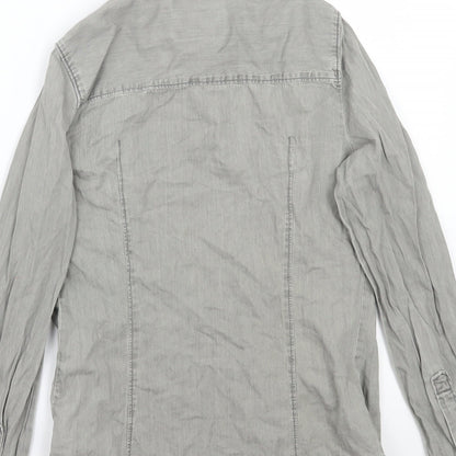 Denim & Co. Womens Grey   Basic Button-Up Size 6