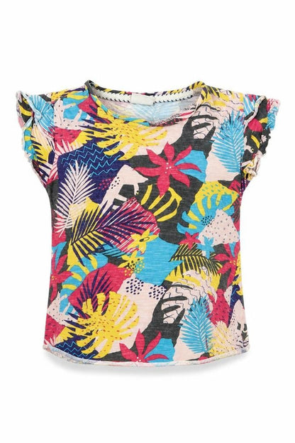 Front view of Zara girls’ multicoloured floral basic t-shirt, size 6, years