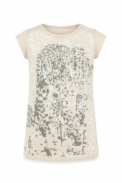 Front view of Next girls’ beige rayon basic t-shirt, size 4, years