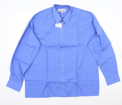 Mens UK Size 17 Classics Blue  Button-Up Long Sleeve Casual Shirt