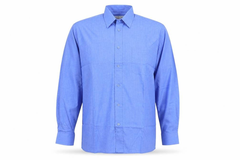 Mens UK Size 17 Classics Blue  Button-Up Long Sleeve Casual Shirt