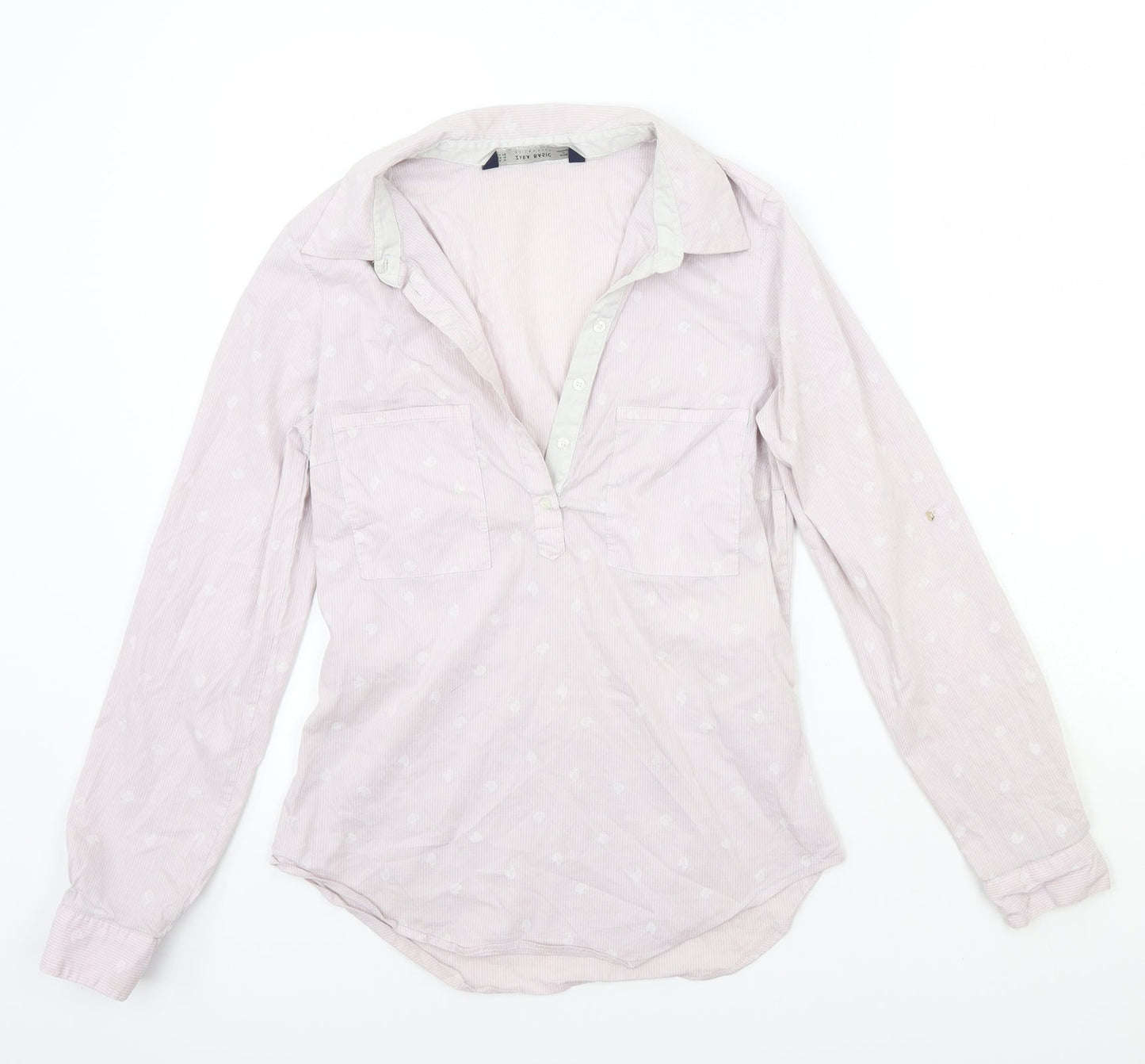 Zara Girls White Striped  Basic Blouse Size M