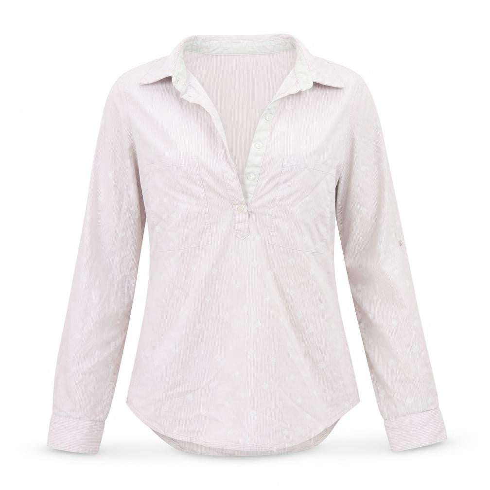Front view of Zara girls’ white striped basic blouse, size M