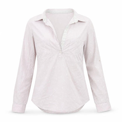 Front view of Zara girls’ white striped basic blouse, size M