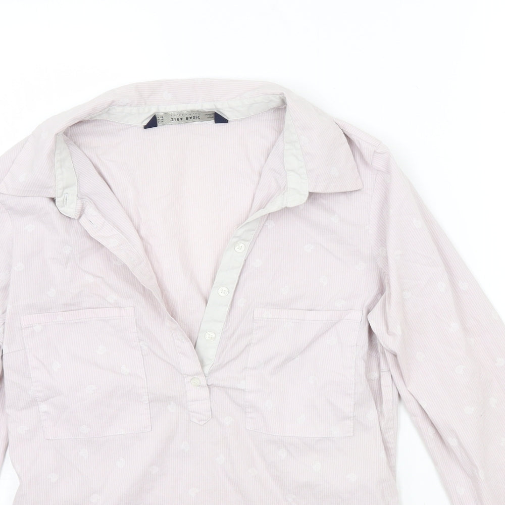 Zara Girls White Striped  Basic Blouse Size M