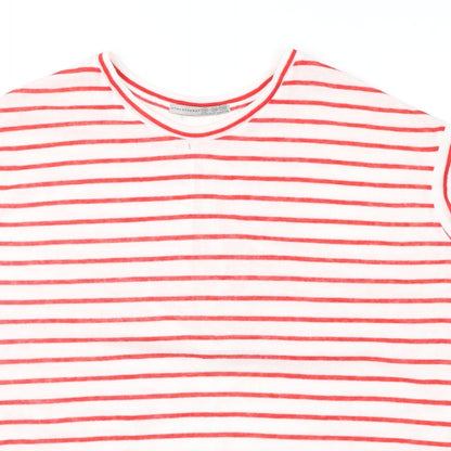 Close-up detail of Atmosphere women’s red striped jumper, size UK 10