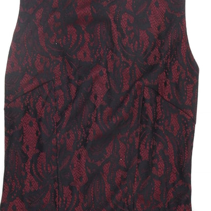 George Womens Red Geometric  Sheath  Size 14