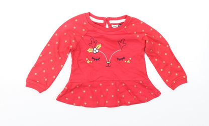 Pep&Co Girls Red Geometric  Fit & Flare  Size 6-9 Months  - Xmas