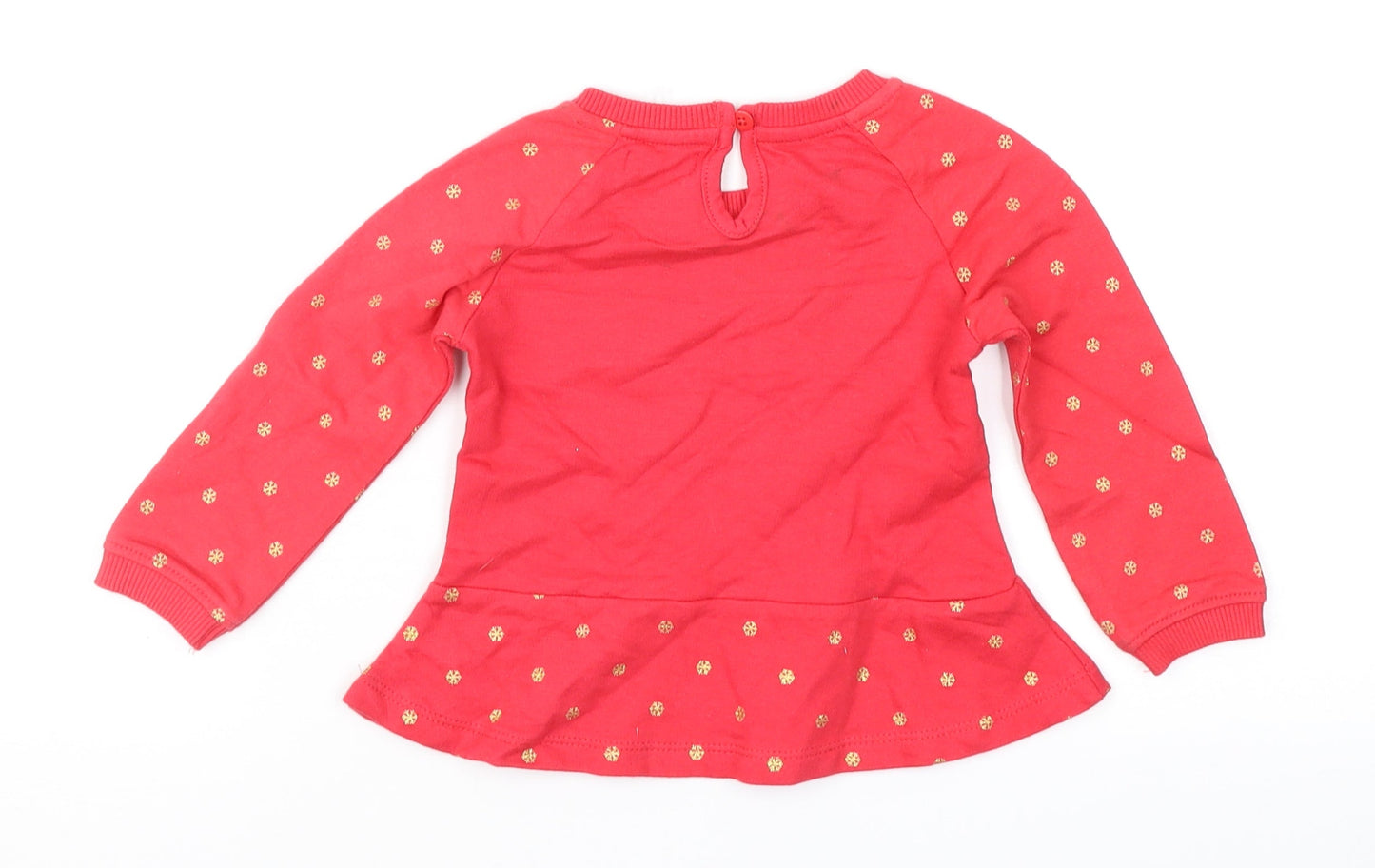 Pep&Co Girls Red Geometric  Fit & Flare  Size 6-9 Months  - Xmas