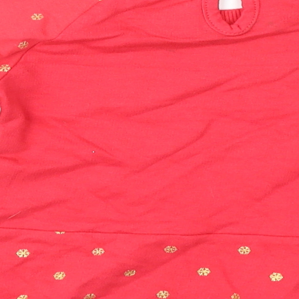 Pep&Co Girls Red Geometric  Fit & Flare  Size 6-9 Months  - Xmas