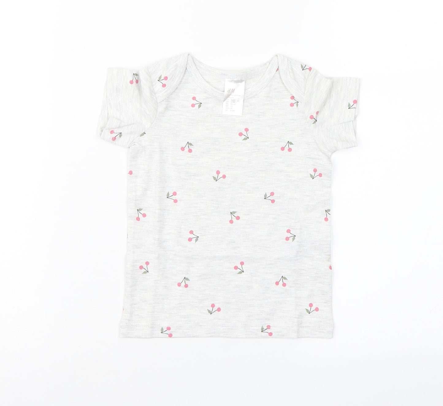 H&M Girls Grey Floral  Basic T-Shirt Size 3-6 Months