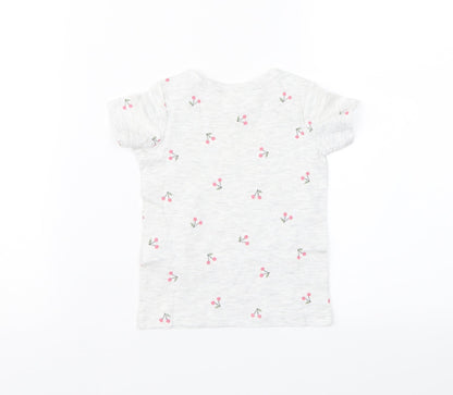 H&M Girls Grey Floral  Basic T-Shirt Size 3-6 Months