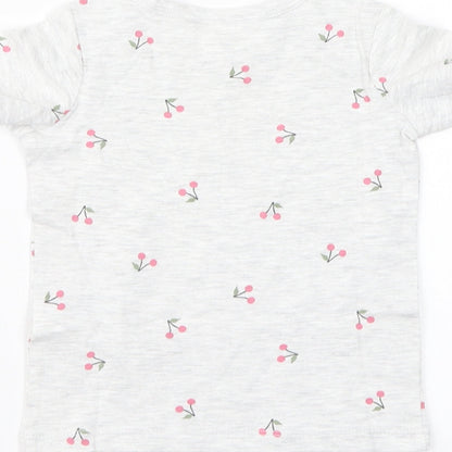 H&M Girls Grey Floral  Basic T-Shirt Size 3-6 Months