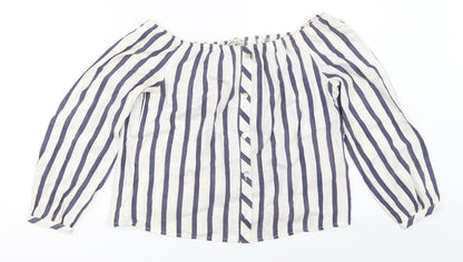Miss Selfridge Womens Blue Striped  Basic Blouse Size 10