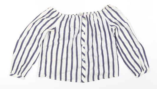 Miss Selfridge Womens Blue Striped  Basic Blouse Size 10